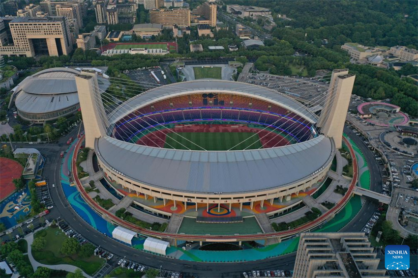 Vistas aéreas de Hangzhou, cidade-sede dos 19º Jogos Asiáticos