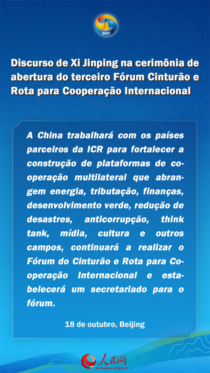 Destaques do presidente Xi Jinping na cerimônia de abertura do terceiro Fórum Cinturão e Rota para Cooperação Internacional