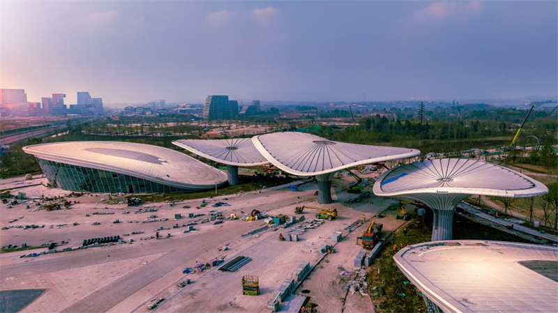 Recinto da Exposição Internacional de Horticultura de Chengdu prestes a ser concluído