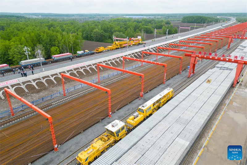 Construção da ferrovia de alta velocidade Harbin-Yichun prossegue no nordeste da China