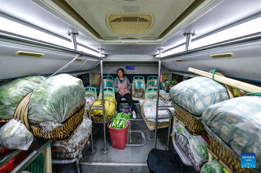 Linha especial de ônibus ajuda moradores a vender produtos agrícolas em Guizhou