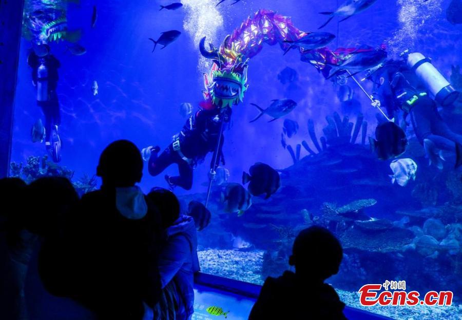 Hubei encena dança do dragão subaquática para dar as boas-vindas ao Festival da Primavera