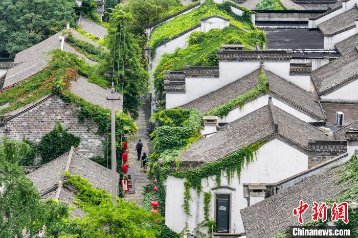 Prédios antigos em Nanjing estão cobertos de verde
