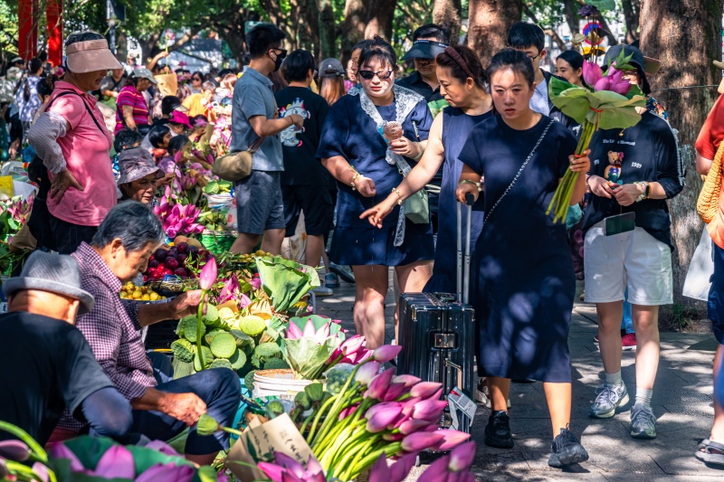 Suzhou celebra temporada de floração com mercado de lótus movimentado