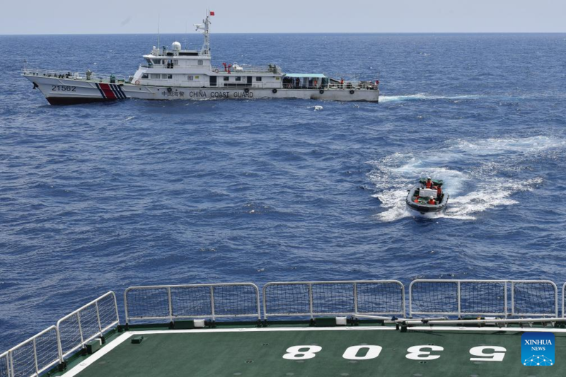 Navio Sandu da Guarda Costeira da China realiza patrulhas no Mar do Sul da China