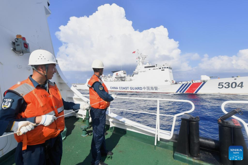 Navio Sandu da Guarda Costeira da China realiza patrulhas no Mar do Sul da China