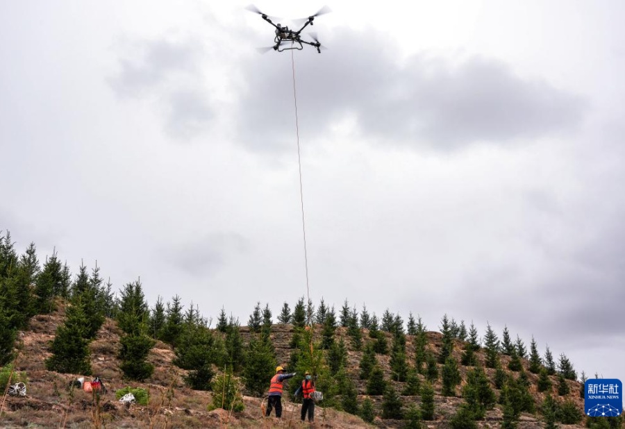China utiliza drones para tornar colinas áridas verdes