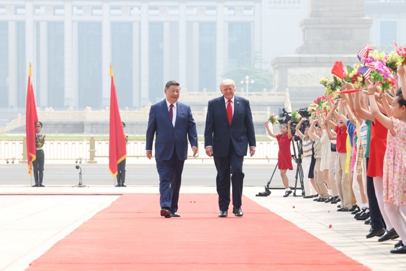 Xi Jinping realiza cerimônia de boas-vindas para Trump